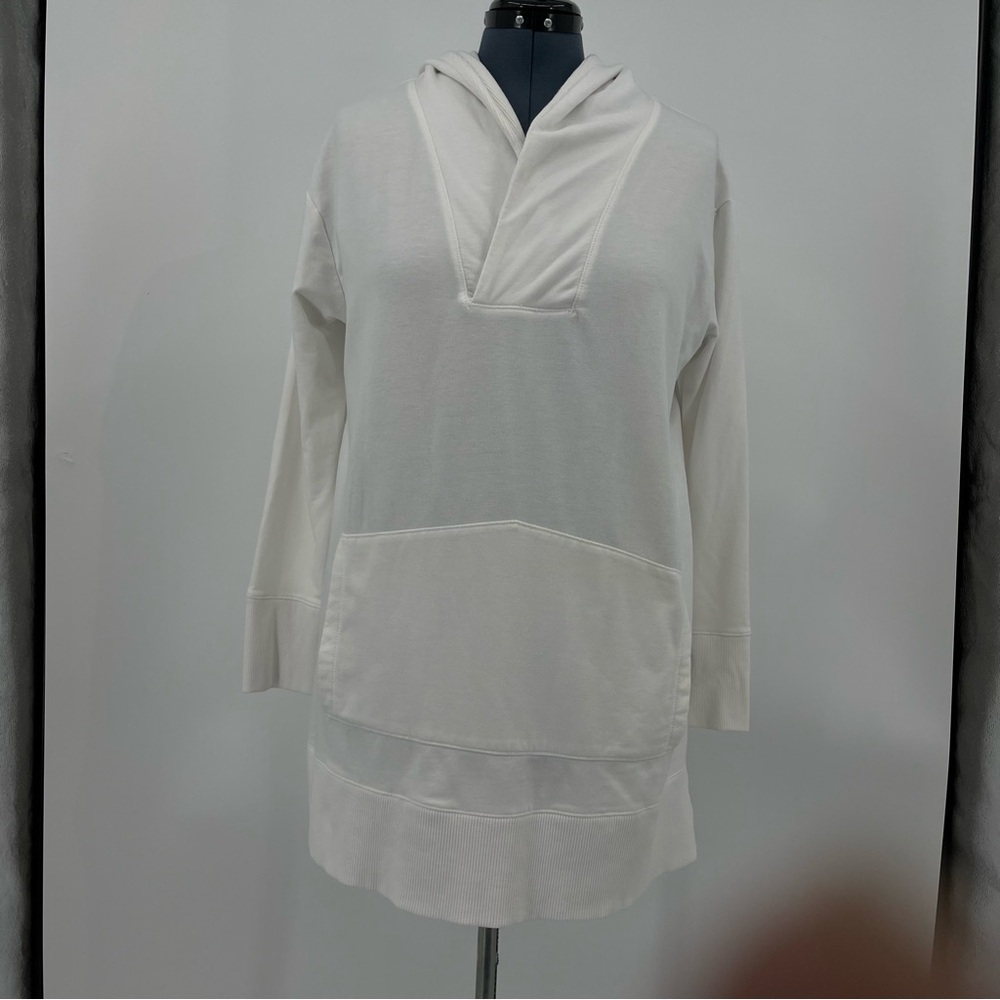 DKNY HOODIE LONG SWEATSHIRT SZ S, VERY GOOD CONDITION, PREOWNED. WHITE